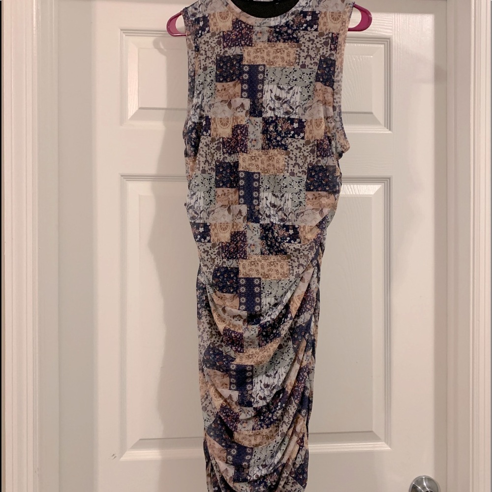 Patchwork Print Mesh Dress